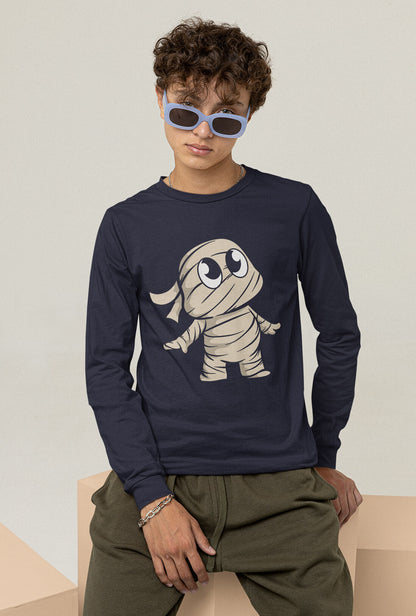 Mummy Cartoon Men's Full Sleeve Cotton T-Shirt
