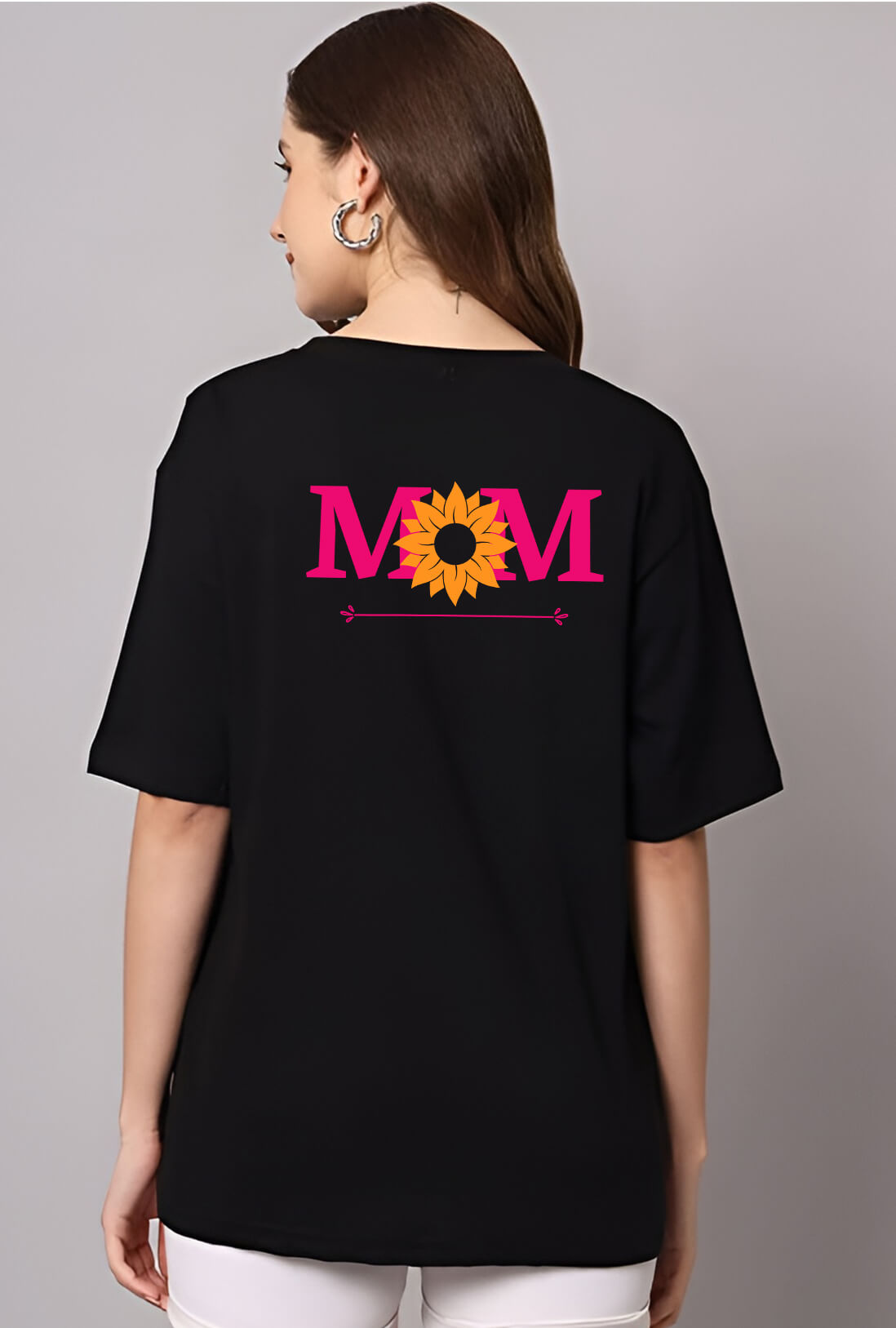 Mom Women's Oversized Front & Back Print T-Shirt