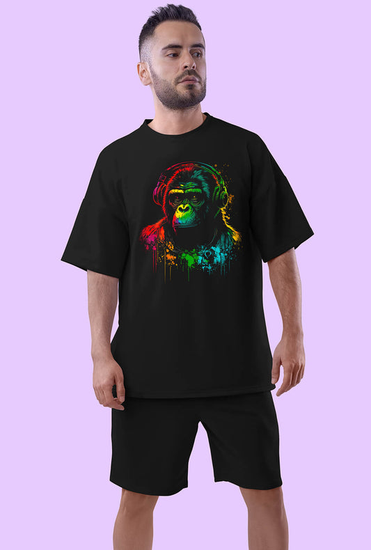 Gorilla With Headphones Men's Oversized T-Shirt