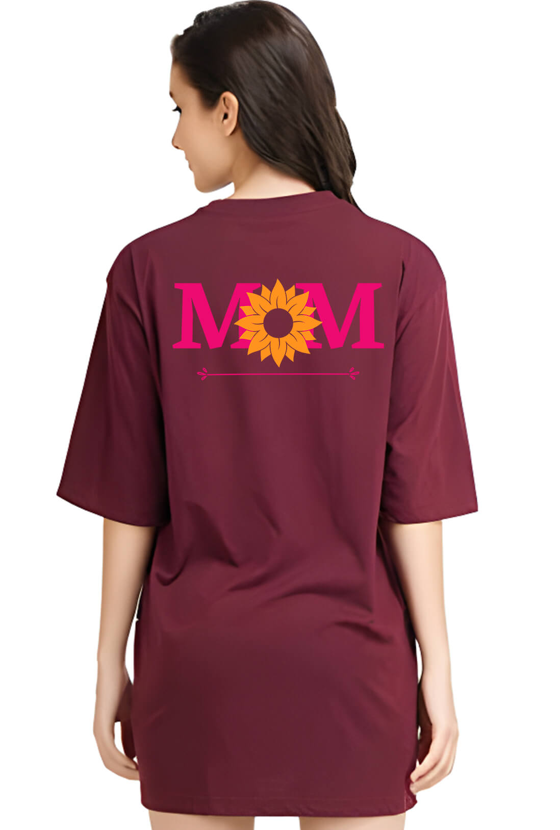 Mom Women's Oversized Front & Back Print T-Shirt