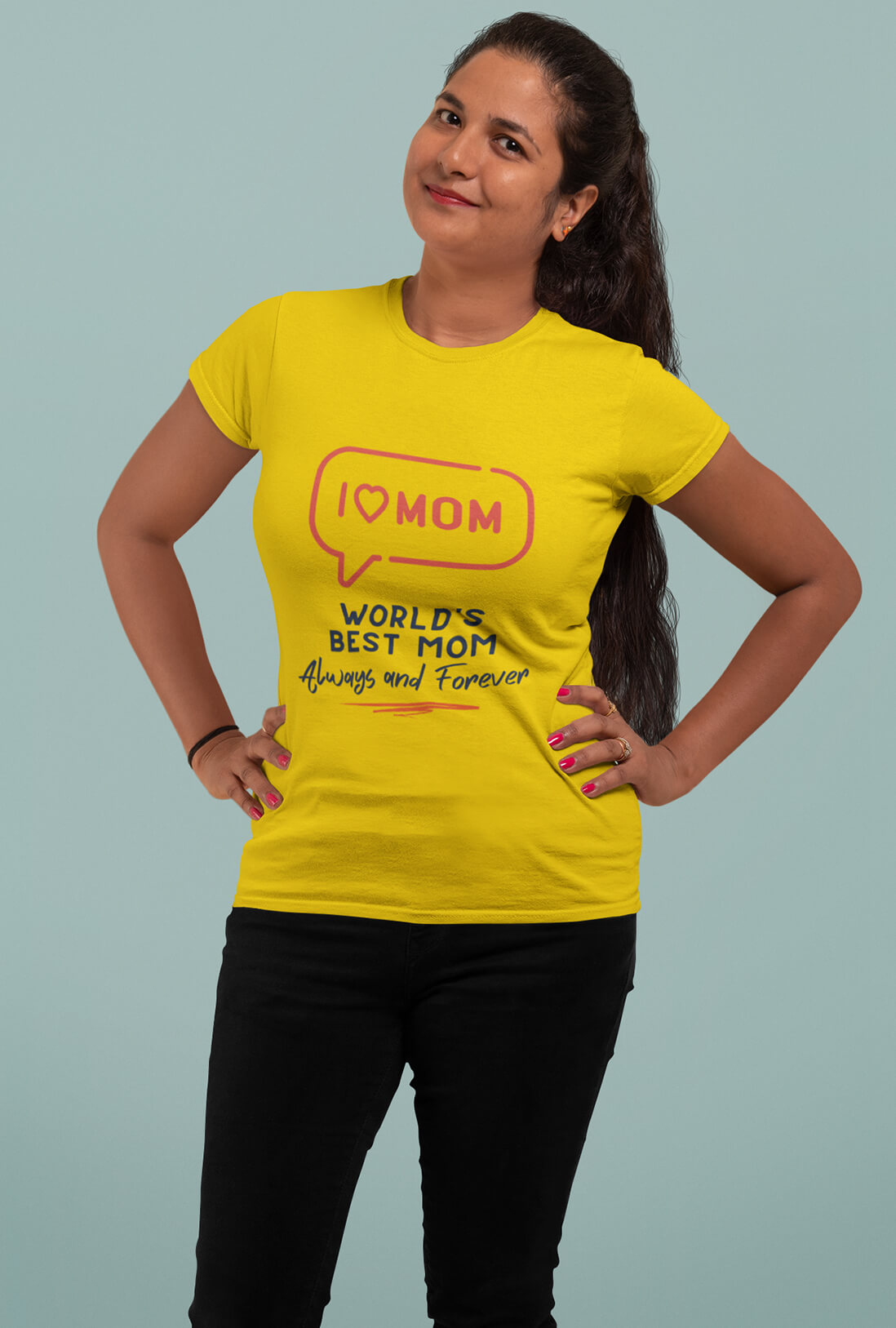 I Love Mom Women's Printed T-Shirt