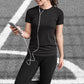 Women's Round Neck Black Active Wear T-Shirt