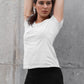 Women's Round Neck White Active Wear T-Shirt