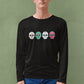 Four Colorful Skulls Men's Full Sleeve Cotton T-Shirt