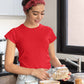 Women's Plain Scarlet Red Cotton T-Shirt