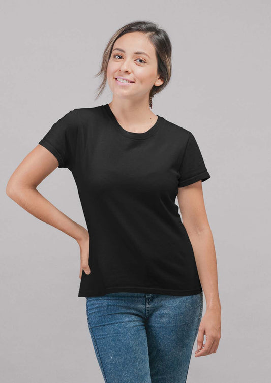 Women's Black  Cotton T-Shirt