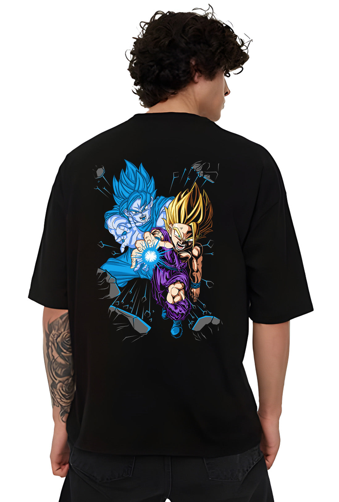 Goku Y Gohan Men's Back Print Oversized T-Shirt