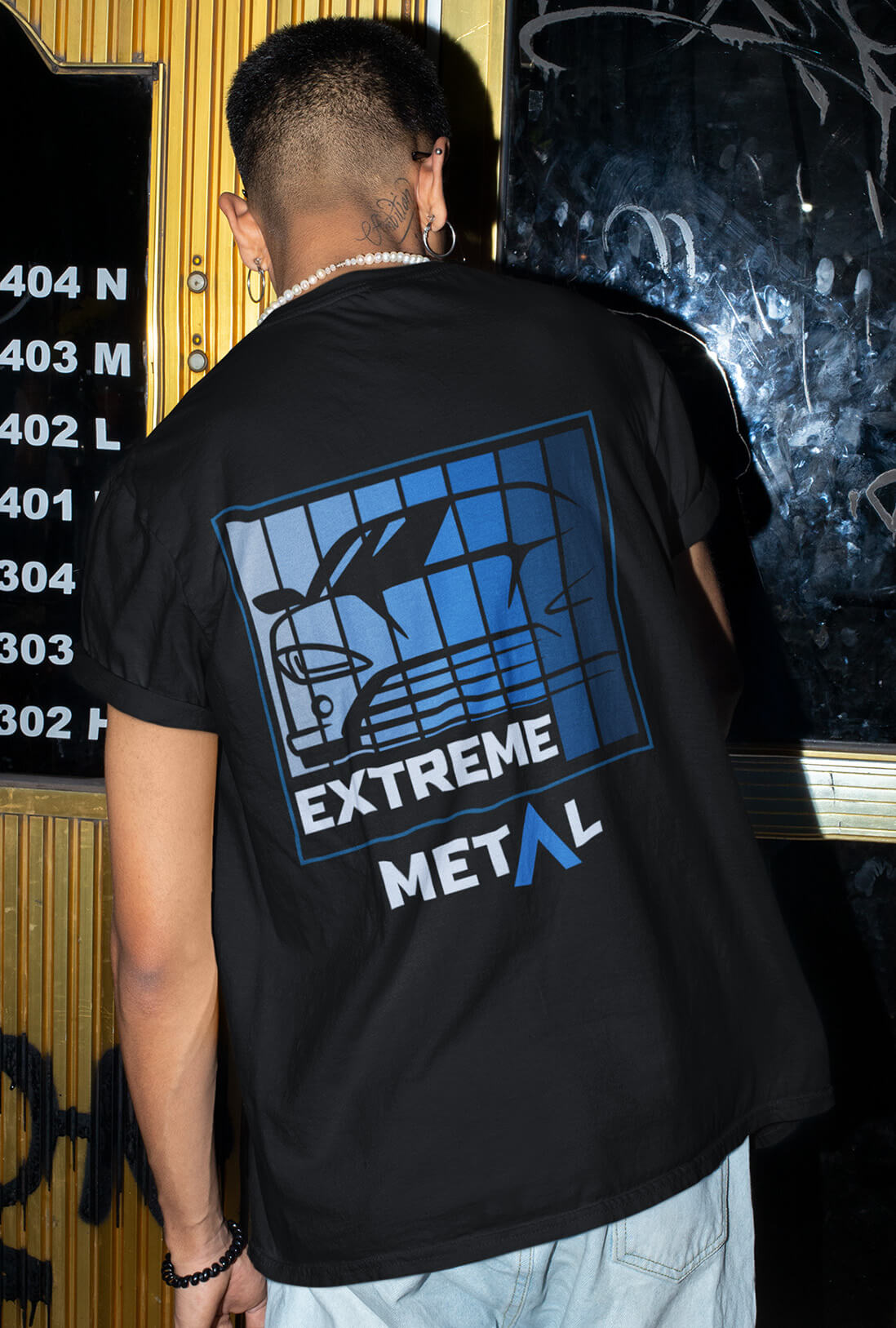 Extreme Metal Men's Back Print Oversized T-Shirt