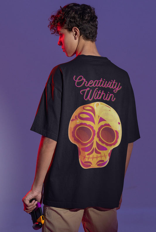 Creativity With In Men's Oversized Back Print T-Shirt