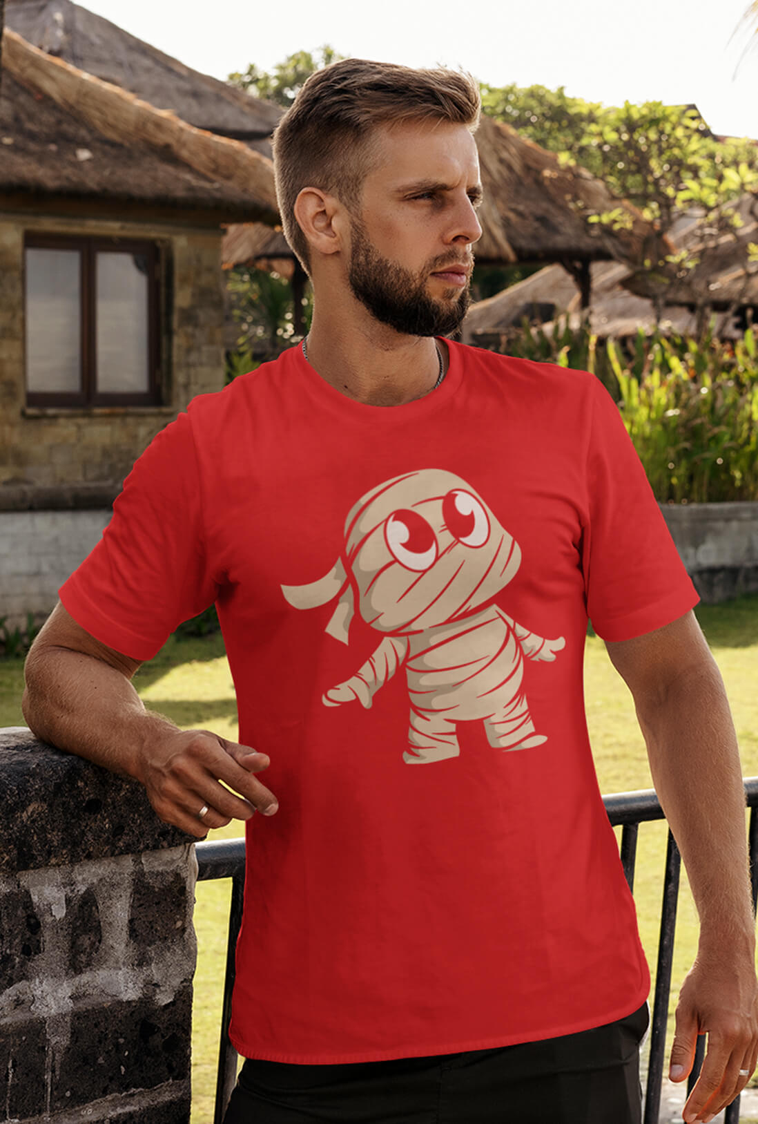 Mummy Cartoon Men's Cotton T-Shirt