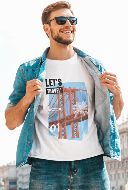 Let's Travel  Men's Cotton T-Shirt