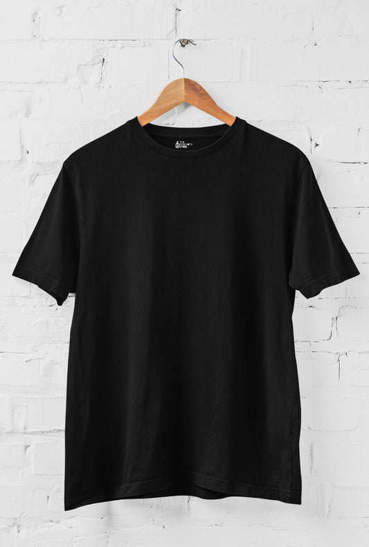 Men's Plain Black Cotton T-Shirt