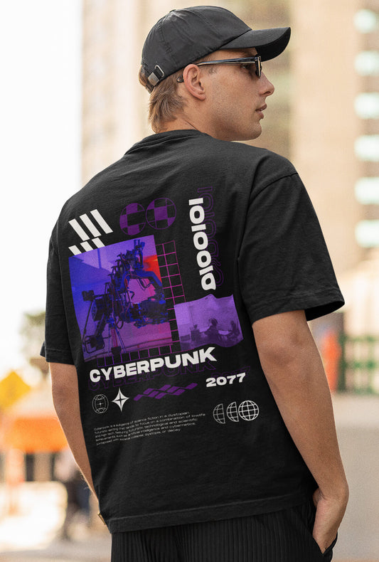 Cyberpunk Men's Back Print Oversized T-Shirt