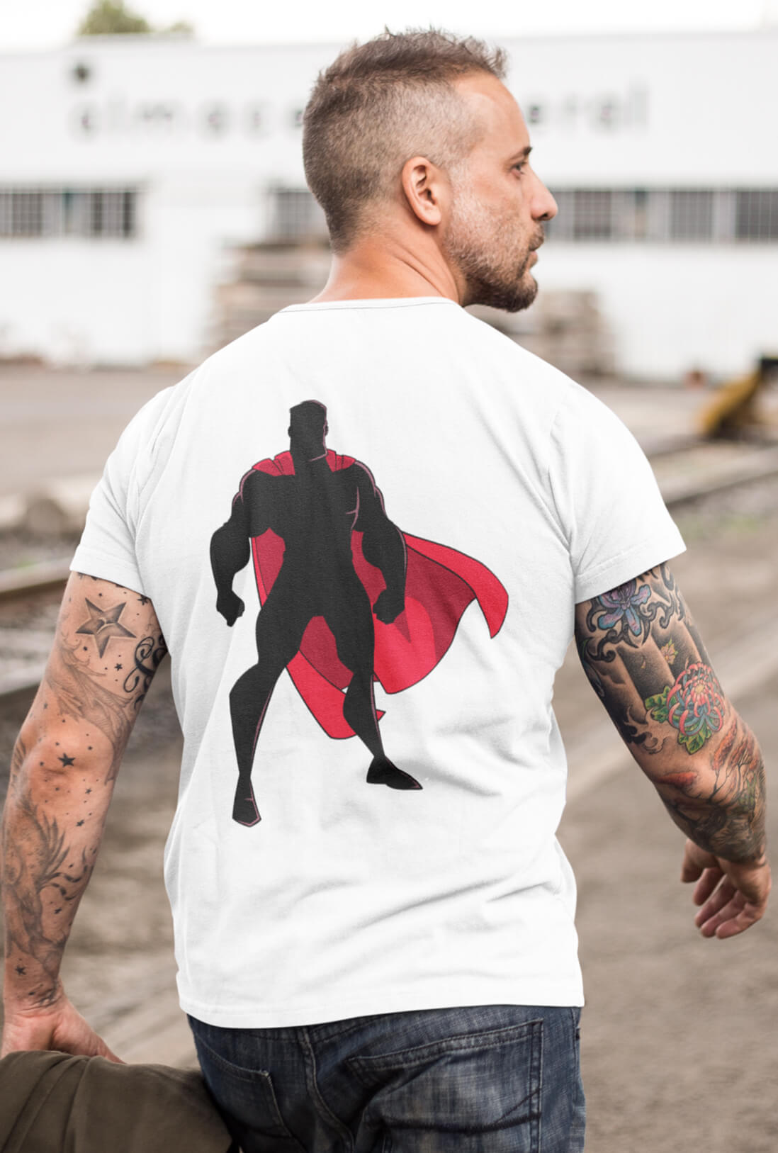 Superhero Character Men's Back Print T-Shirt