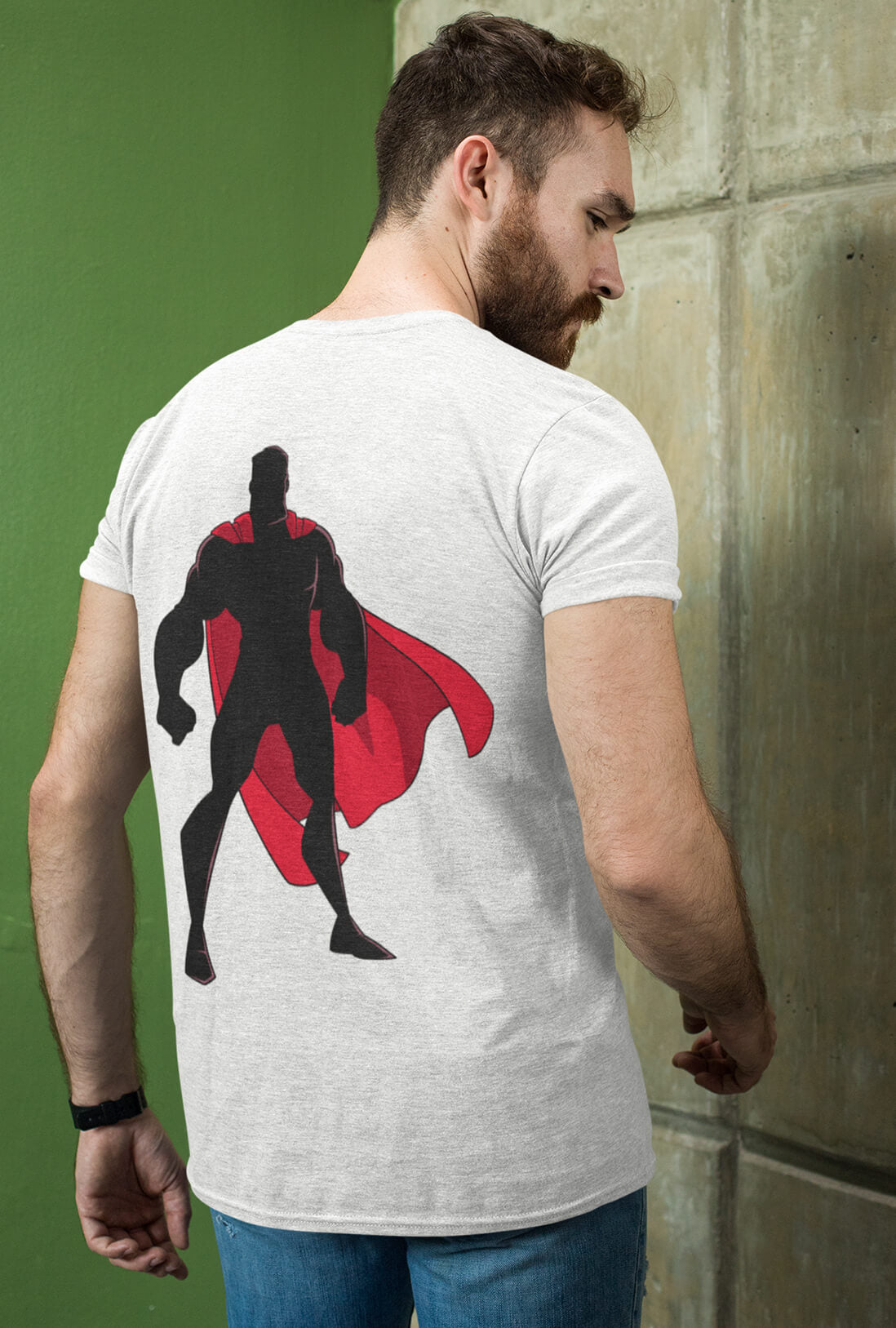 Superhero Character Men's Back Print T-Shirt