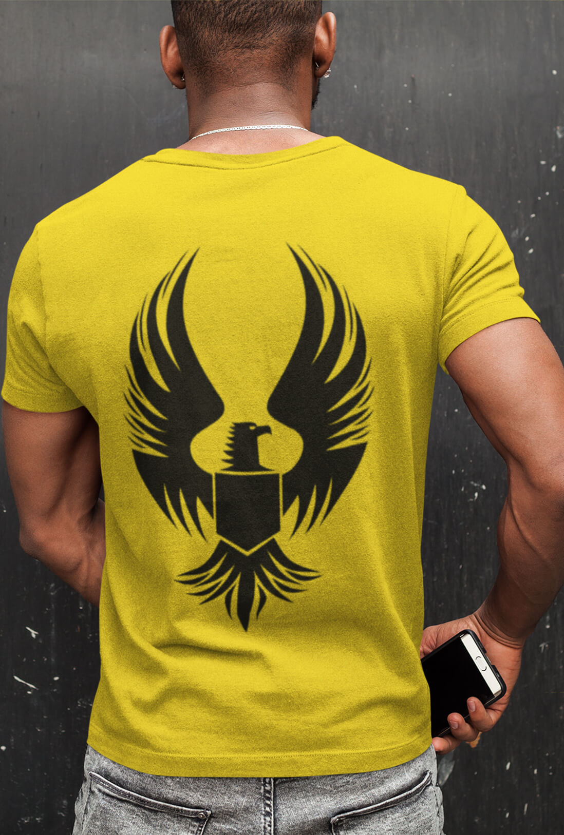 Flying Eagle Men's Back Print T-Shirt