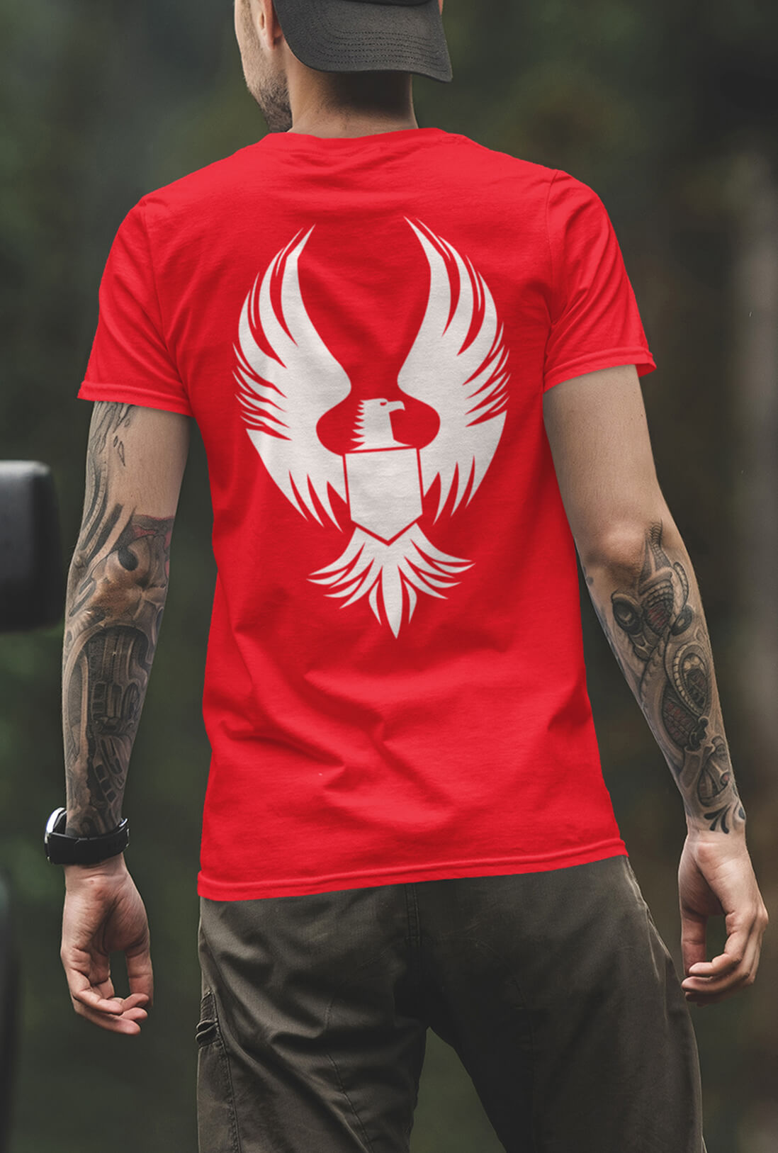 Flying Eagle Men's Back Print T-Shirt