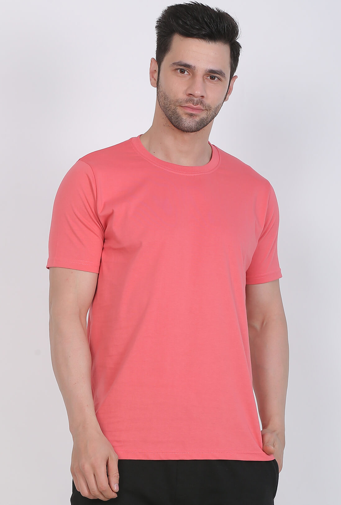 Men's Plain Peach Cotton T-Shirt