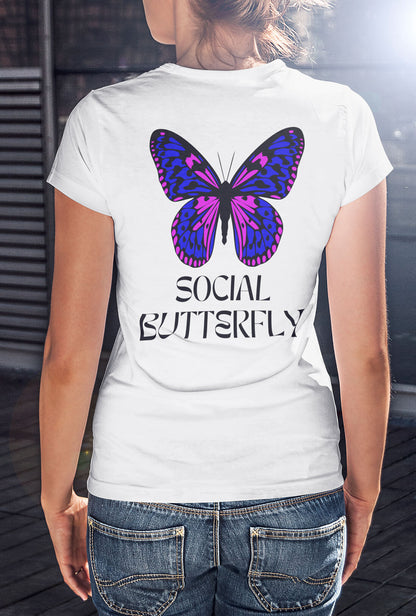 Social Butterfly Women's Back Print T-Shirt