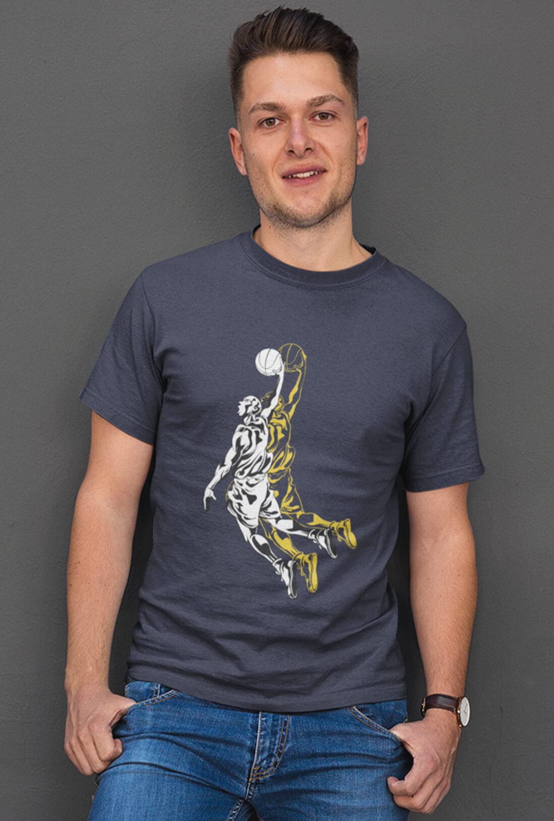 Basket Ball Men's Printed T-Shirt