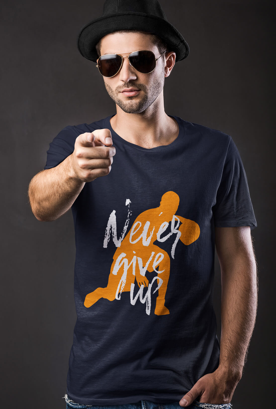 Never Give Up Men's Printed T-Shirt