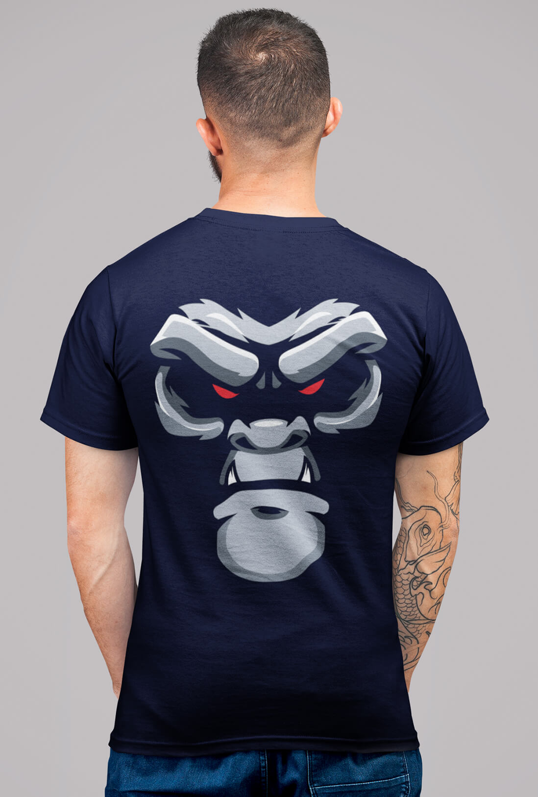 Gorilla Face Men's Back Print T-Shirt