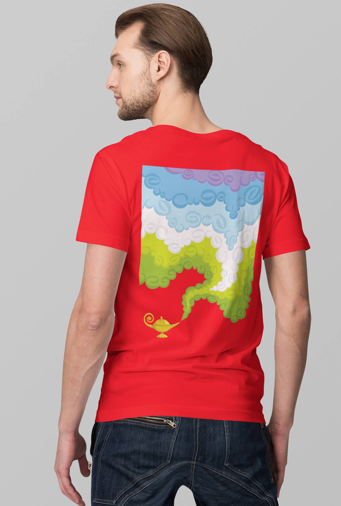 Aladdin's Magic Lamp Men's Back Print T-Shirt
