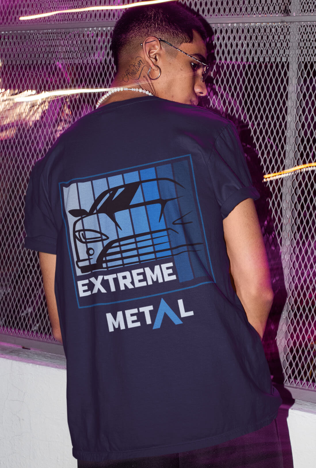 Extreme Metal Men's Back Print Oversized T-Shirt