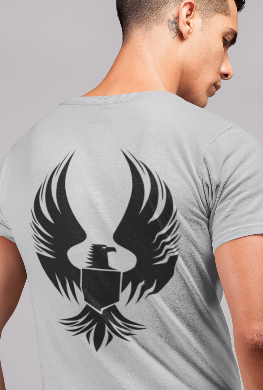 Flying Eagle Men's Back Print T-Shirt