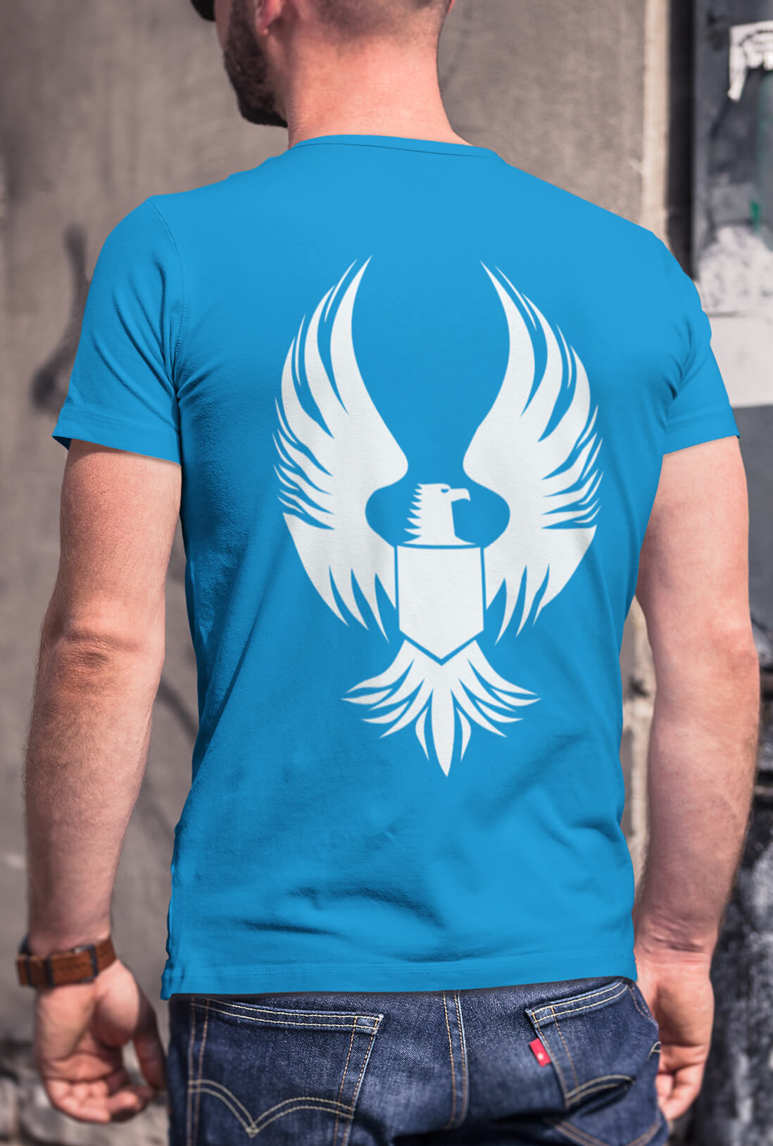 Flying Eagle Men's Back Print T-Shirt