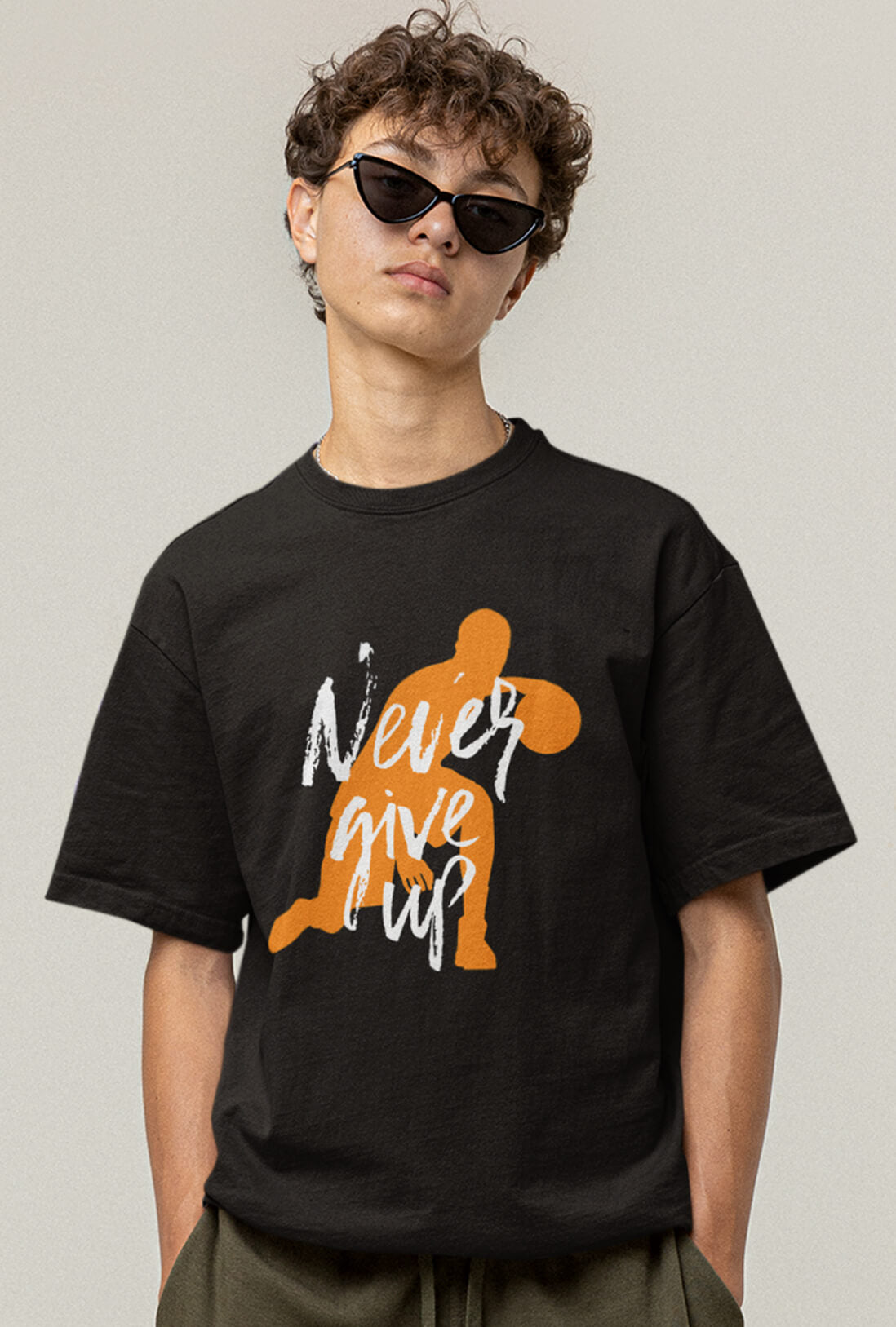 Never Give Up Men's Oversized T-Shirt