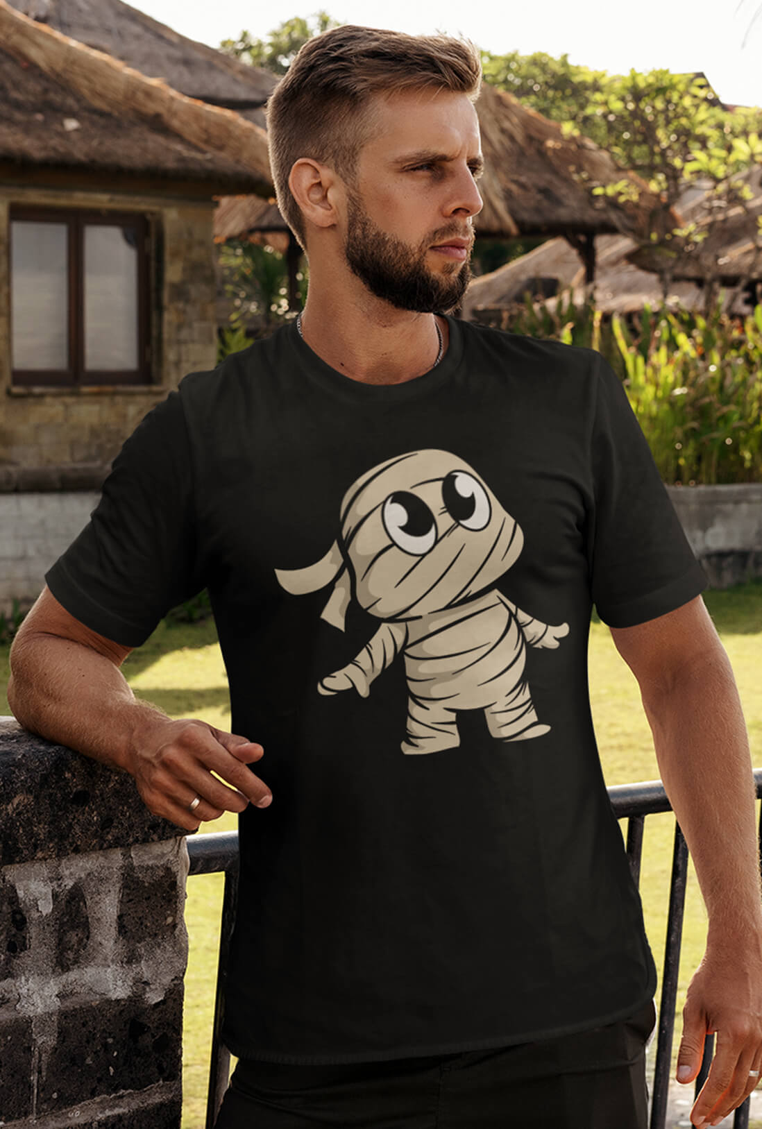 Mummy Cartoon Men's Cotton T-Shirt