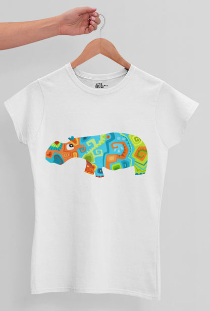 Colorful Hippo Women's Cotton T-Shirt