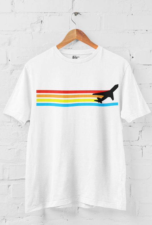 Colorful Stripes Of Plane Men's Cotton T-Shirt