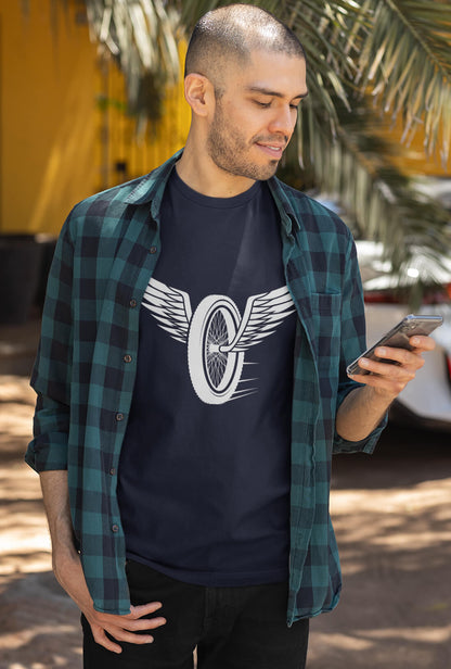 Wings On Wheels Men's Front Back Printed T-Shirt