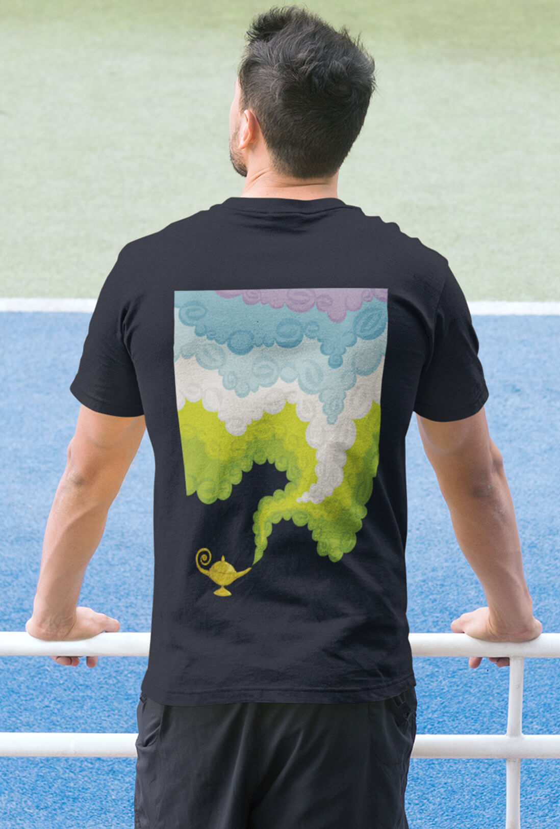 Aladdin's Magic Lamp Men's Back Print T-Shirt