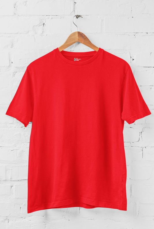 Men's Plain Scarlet Red Cotton T-Shirt