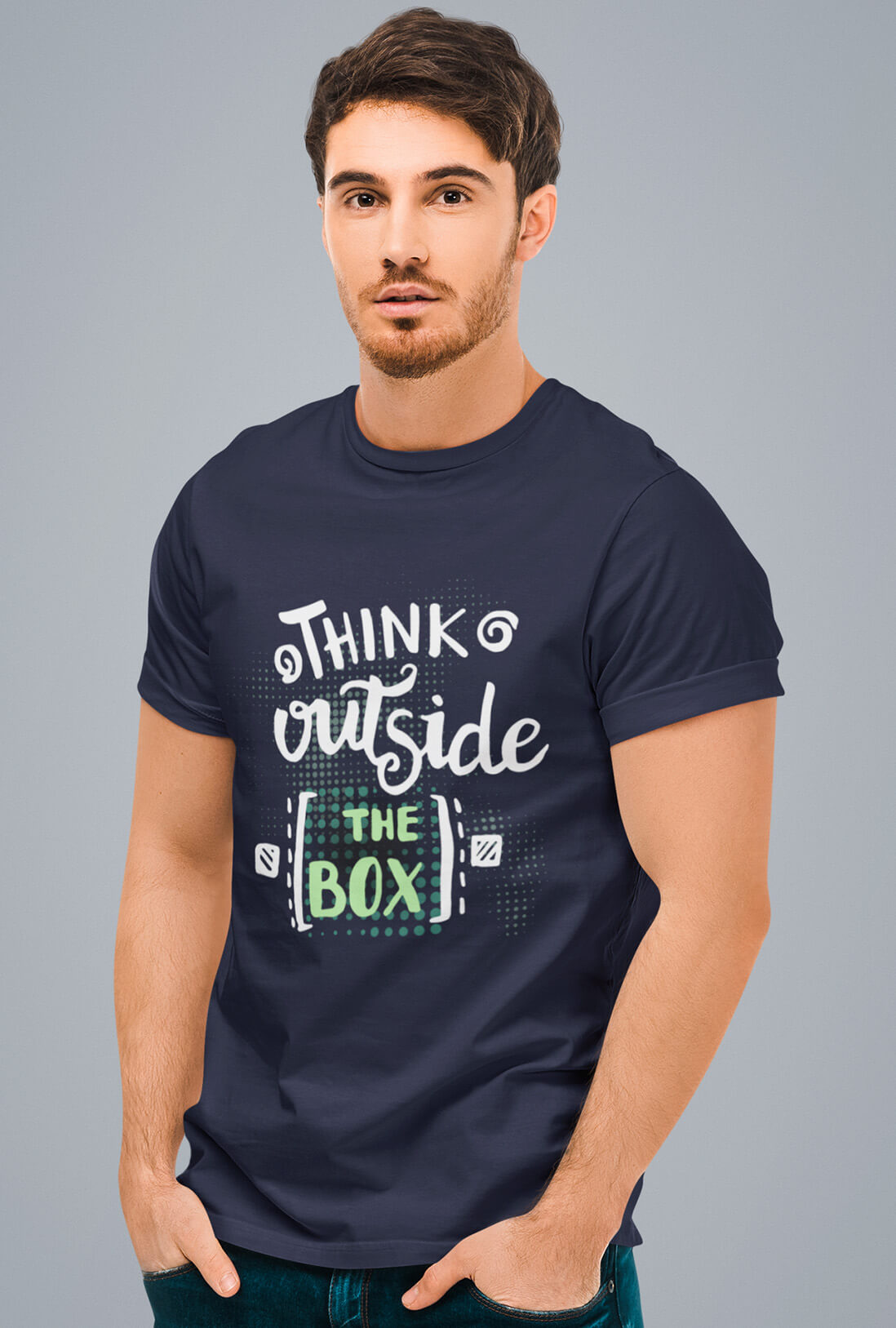 Think Outside The Box  Men's Cotton T-Shirt