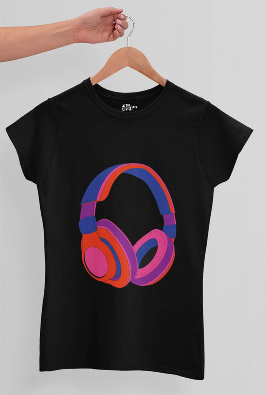 Colorful Headphones Women's Cotton T-Shirt