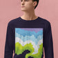 Colorful Smoke From Lamp Men's Full Sleeve Cotton T-Shirt