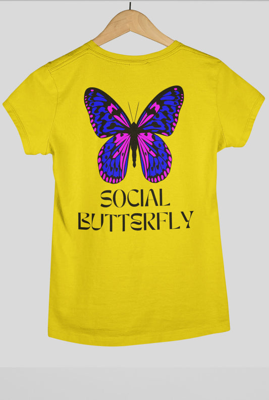 Social Butterfly Women's Back Print T-Shirt