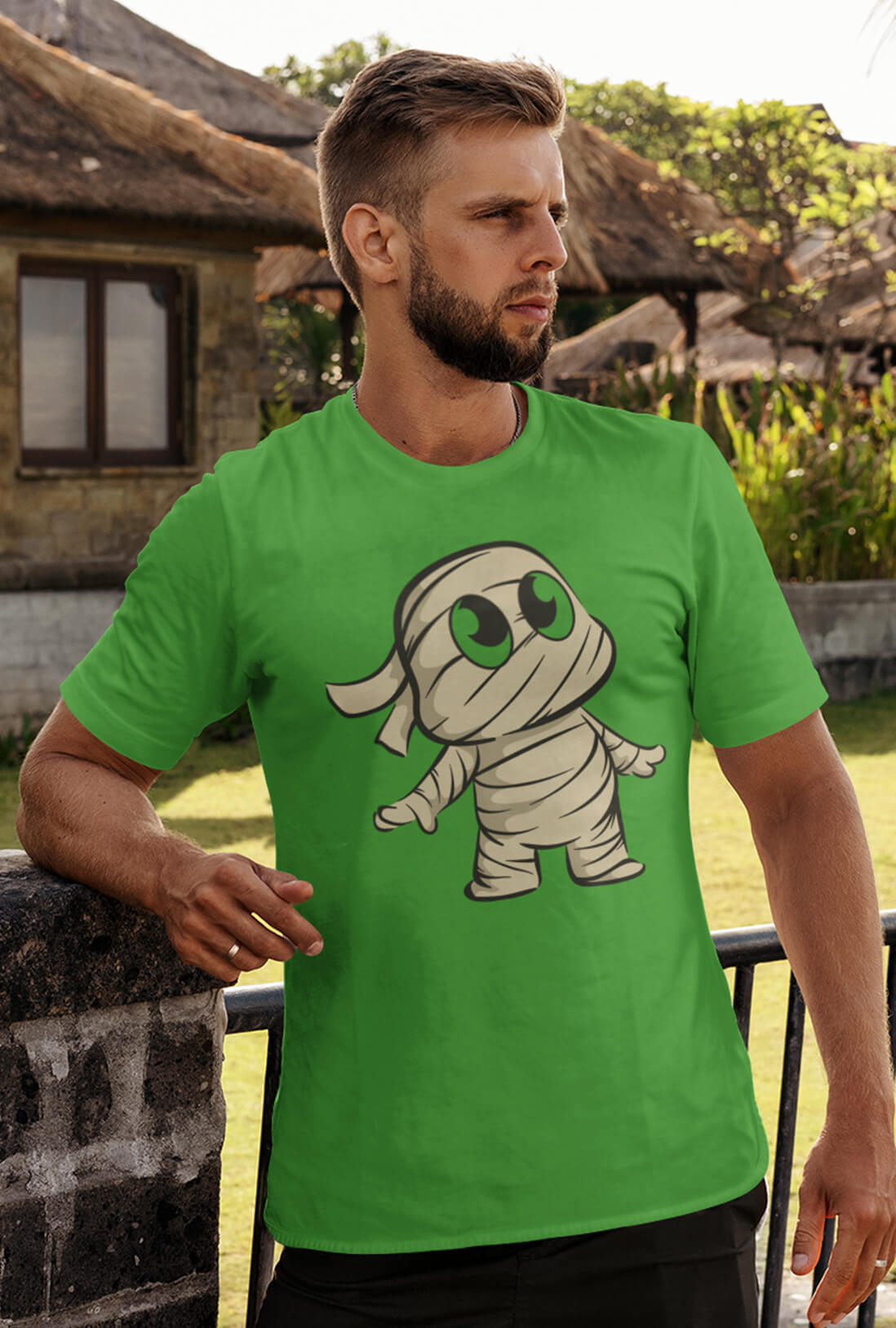 Mummy Cartoon Men's Cotton T-Shirt