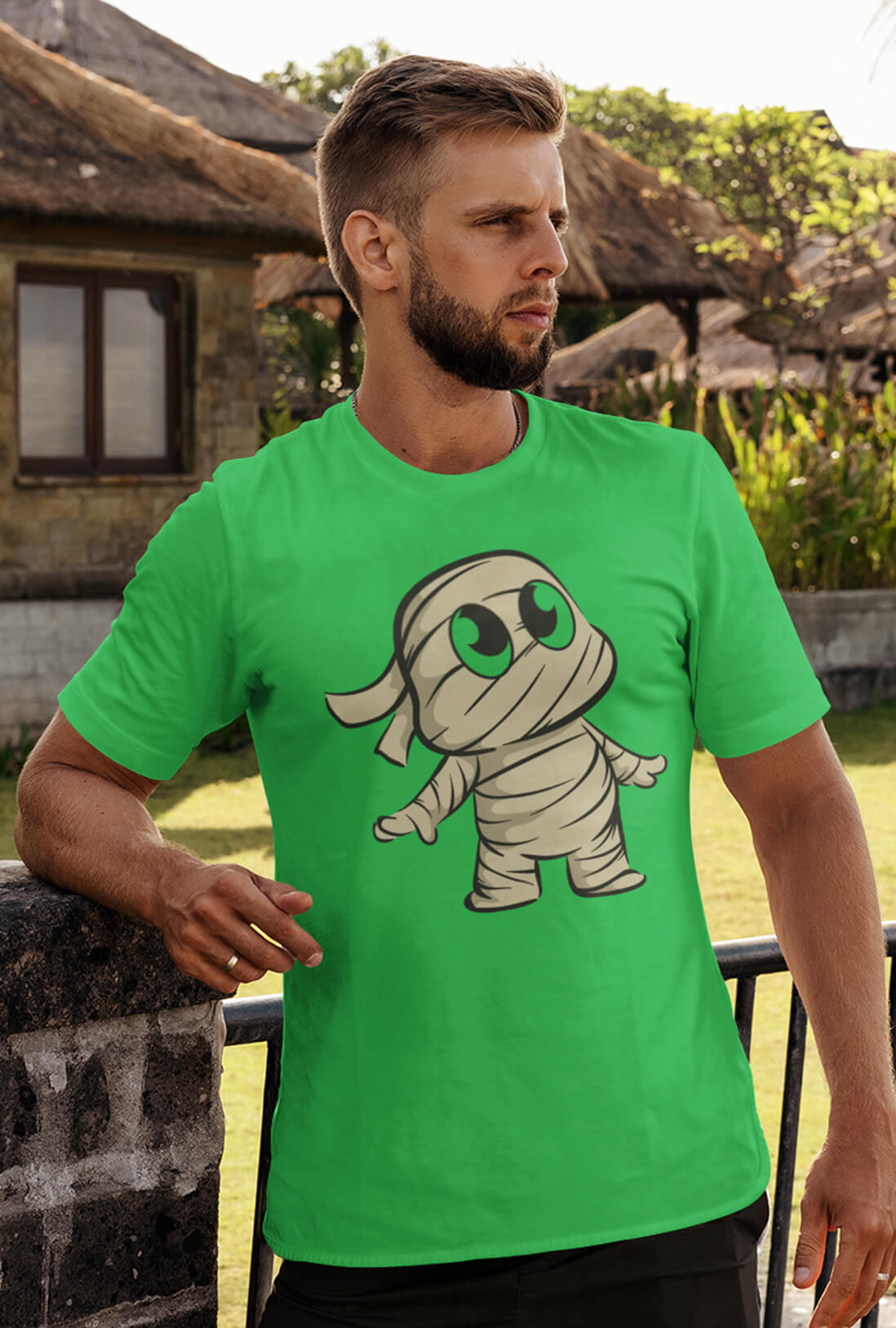 Mummy Cartoon Men's Cotton T-Shirt