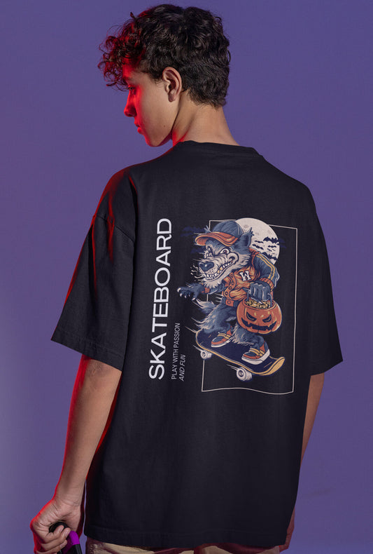 Skateboard Men's Back Print Oversized T-Shirt