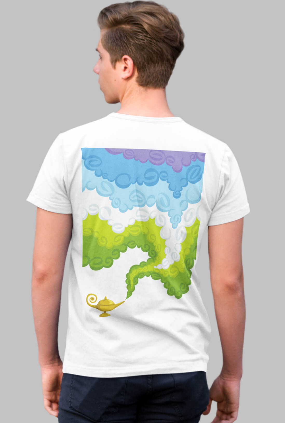 Aladdin's Magic Lamp Men's Back Print T-Shirt