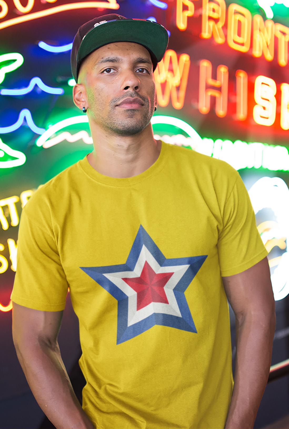 Blue White & Red Star Men's Cotton T-Shirt