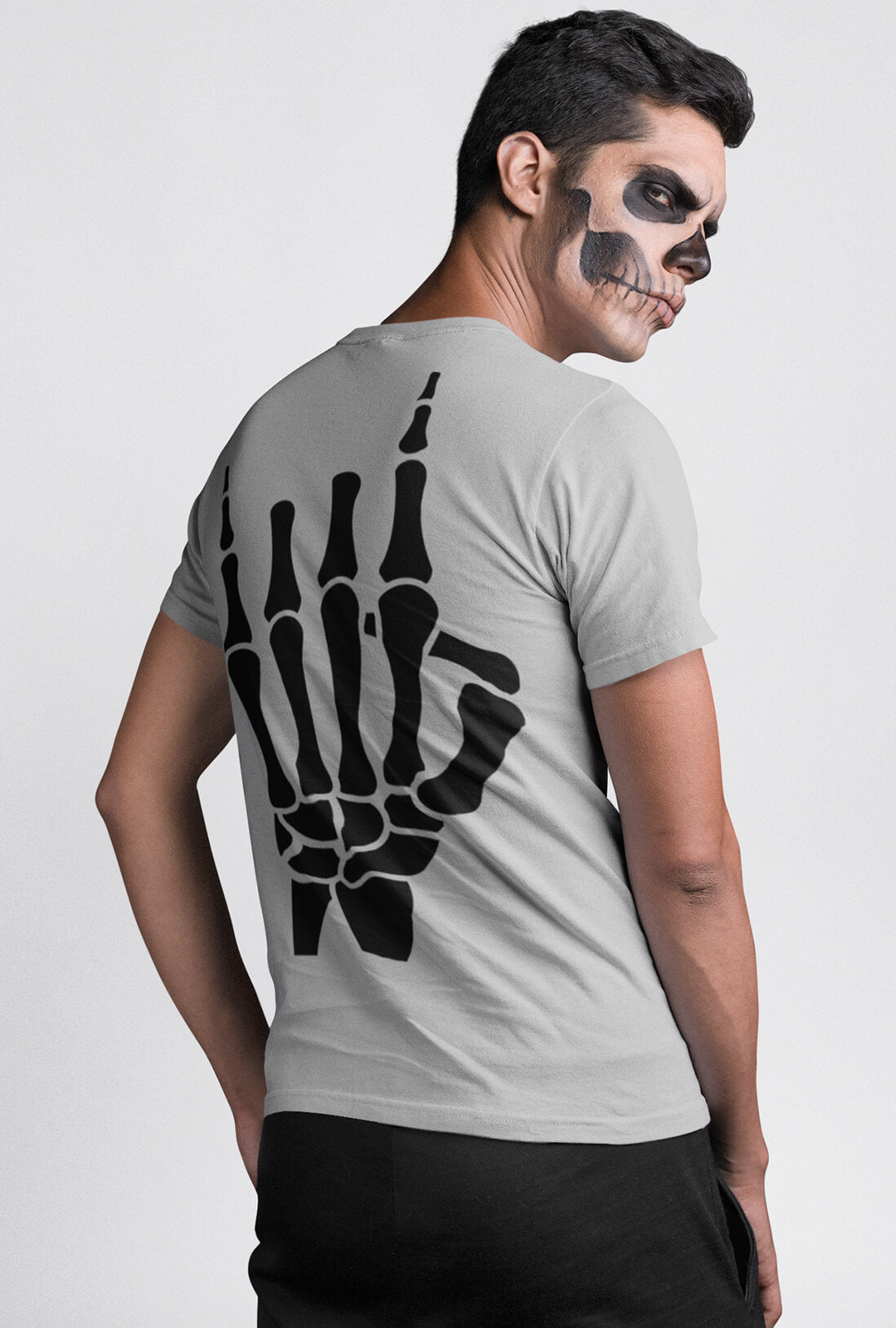 Skeleton Hand Men's Back Print T-Shirt