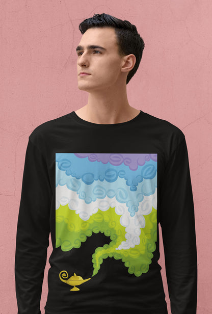 Colorful Smoke From Lamp Men's Full Sleeve Cotton T-Shirt