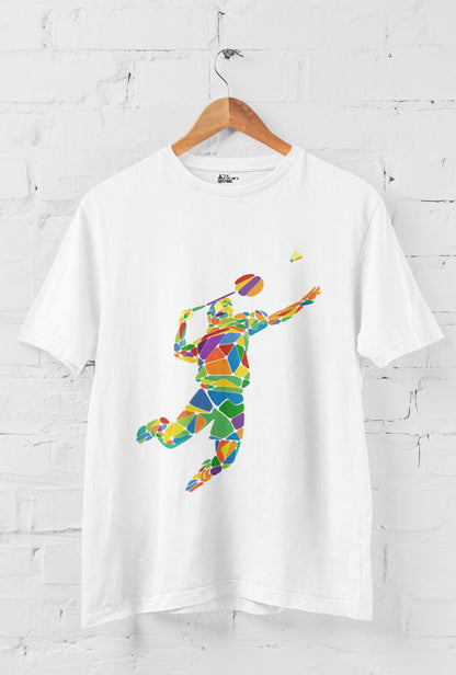 Playing Badminton Shot Men's Cotton T-Shirt