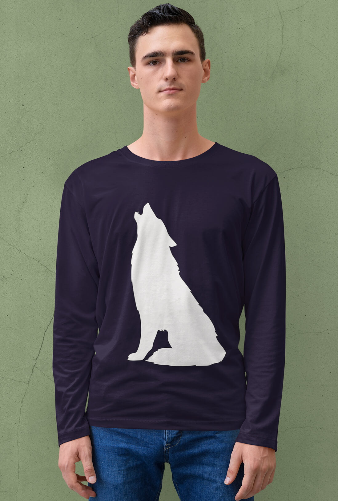 Wolf Men's Full Sleeve Cotton T-Shirt